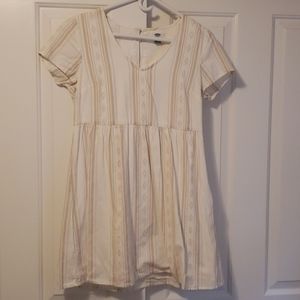 Old Navy White Tan Patterned Babydoll Dress Sz S